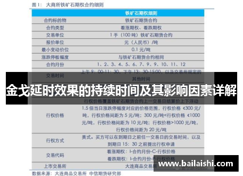 金戈延时效果的持续时间及其影响因素详解